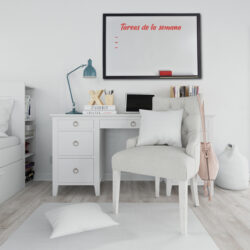 Tablero Blanco Marco Mdf Negro