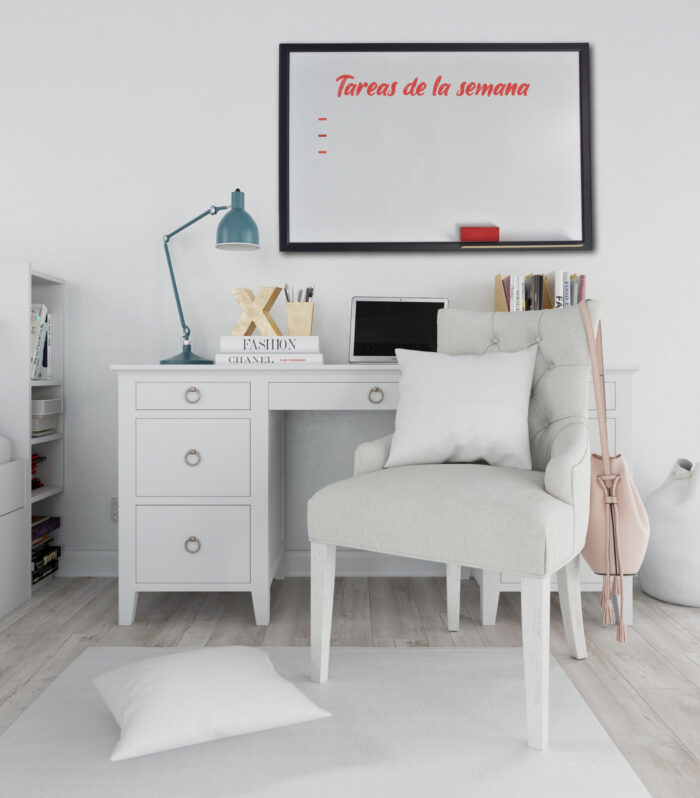 Tablero Blanco Marco Mdf Negro